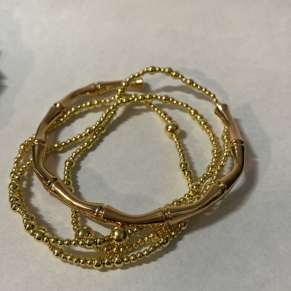 Stacking set - Turquoise/Teal, Browns, Creams and Gold Tones - Bamboo Themed - Picture 3 of 4